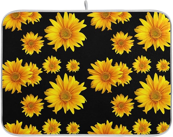 Yellow Sunflower Flowers Black