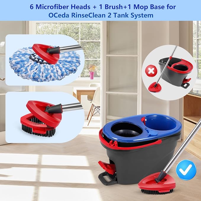 6 Blue Mop Heads+1 Brush+1 Base
