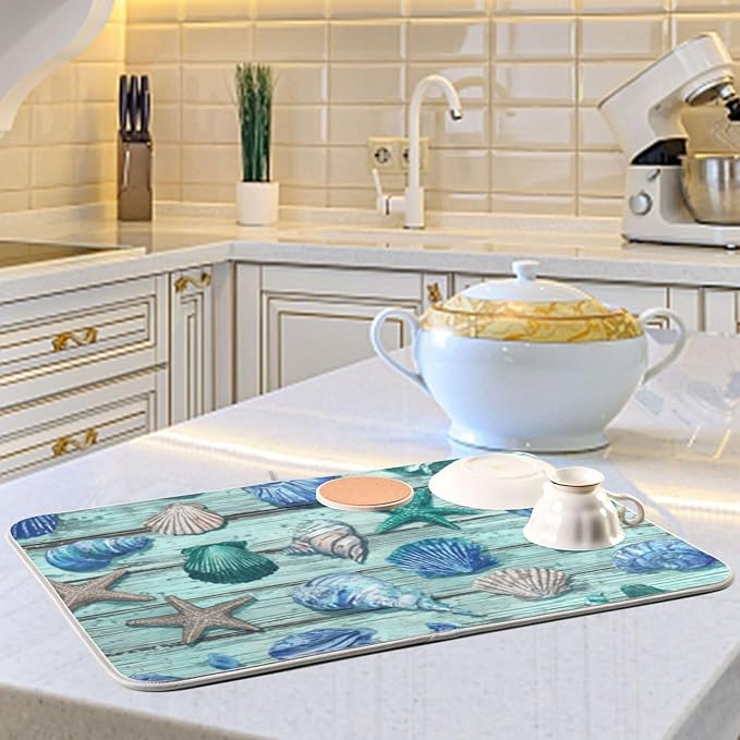 seashells and starfish wooden