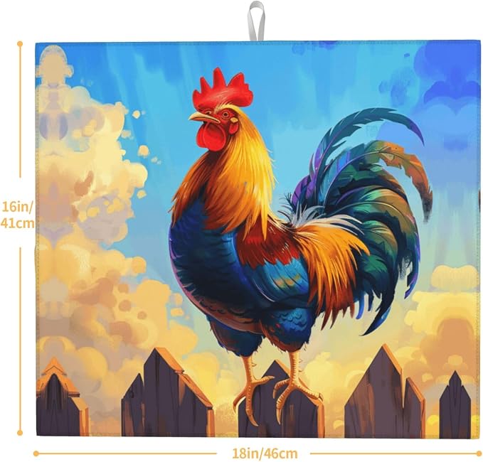 Blue Sky Fence Colorful Rooster