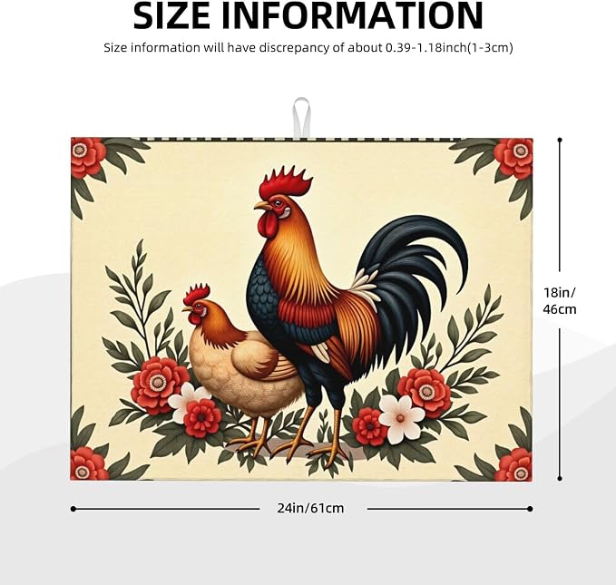 Rooster And Hen Floral
