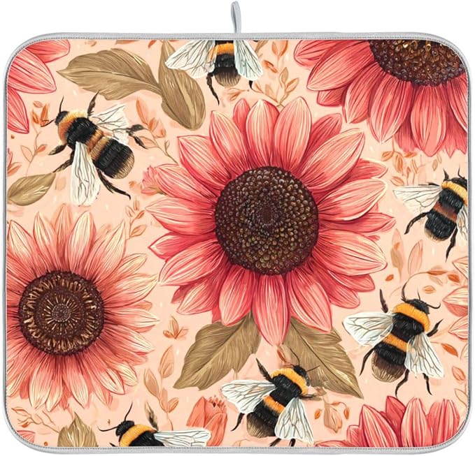Pink Sunflowers and Bees03