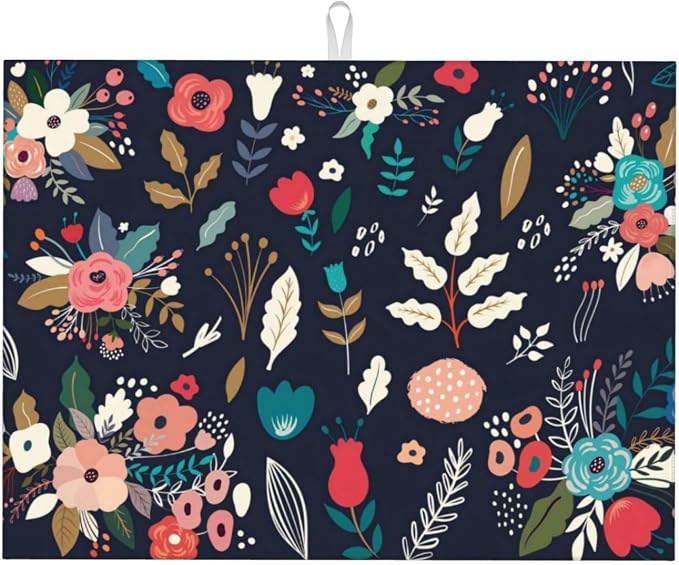 Colorful Flowers Black