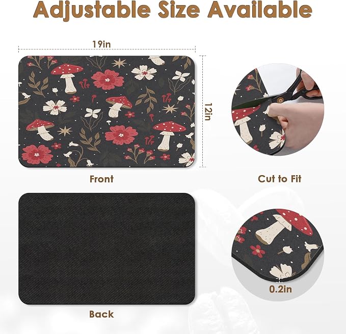 Mushroom Red Floral Black
