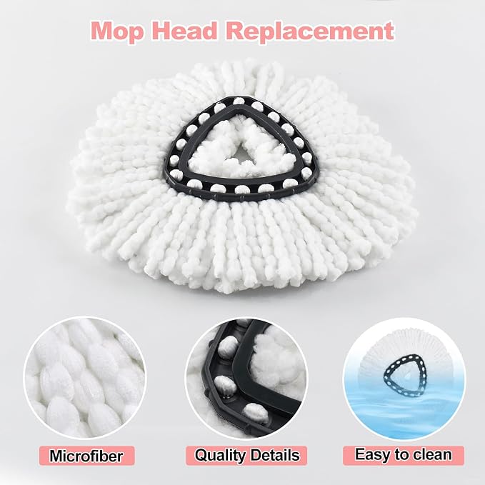 3 White Mop Heads + 1 Set Mop Handle ( 1 Tank )