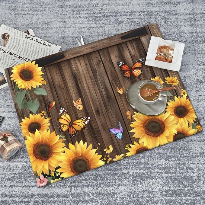 Brown Planks Sunflowers