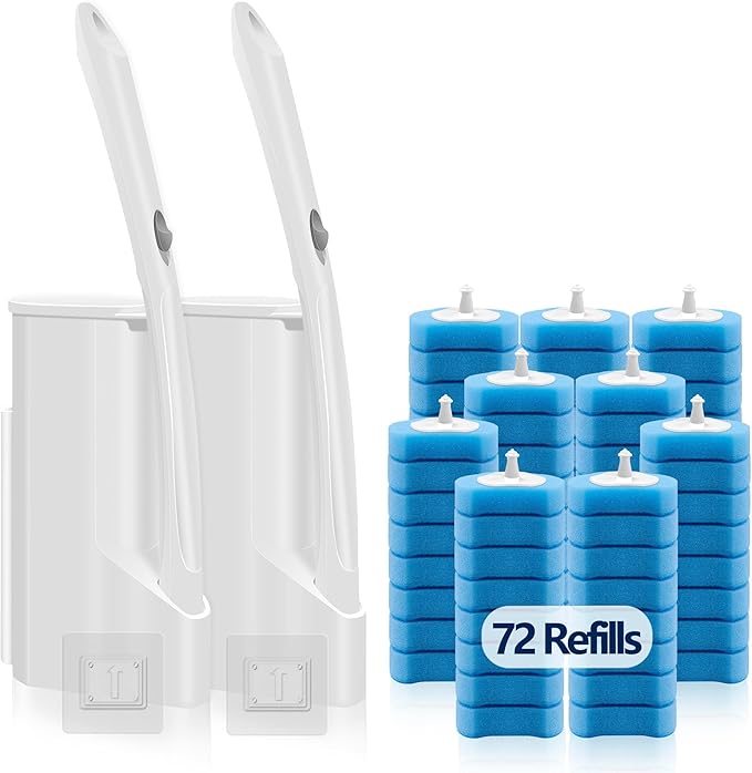 2 Pack White Toilet Brush Set