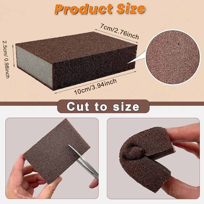 Brown-12pcs Sponge + 2 Handles