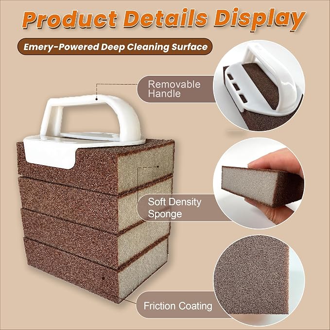 Brown-12pcs Sponge + 2 Handles