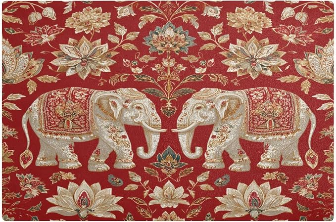 Red Retro Elephant Flowers