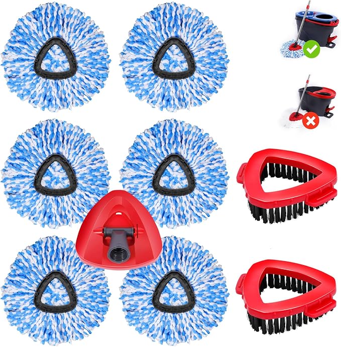 6 Blue Mop Heads+2 Brush+1 Base