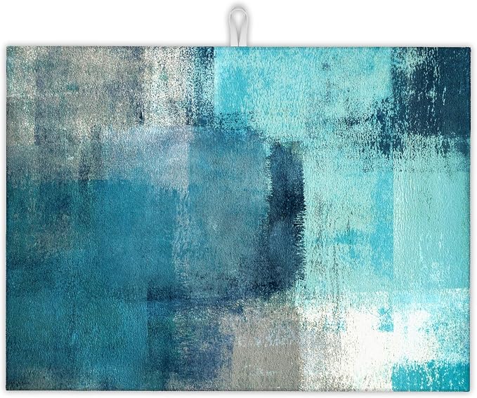 Teal Grey Abstract Art