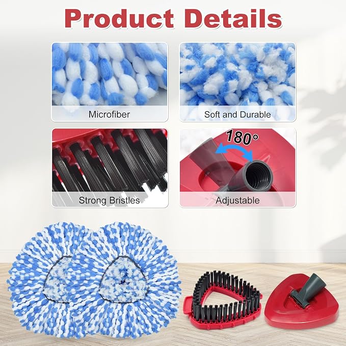 2 Blue Heads + 1 Set Mop Handle + 1 Base + 2 Brush