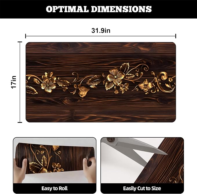 Dark Wood Gold Floral