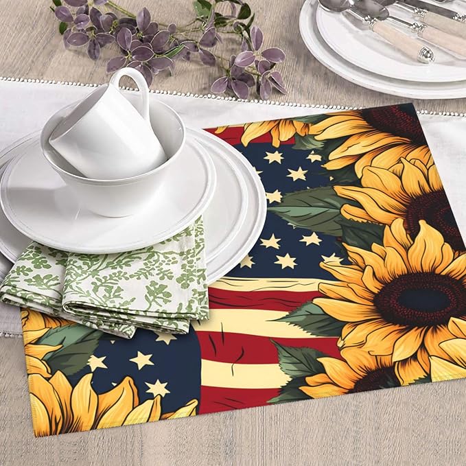Red Stars and Lines Sunflowers