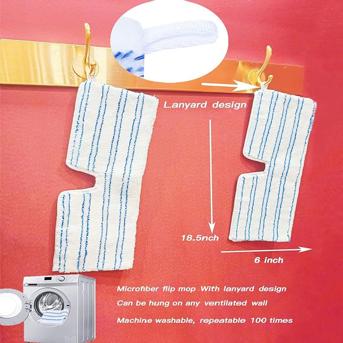Blue & White Stripe Microfiber Mop Pads | Reusable, Machine-washable Mop Head Replacement