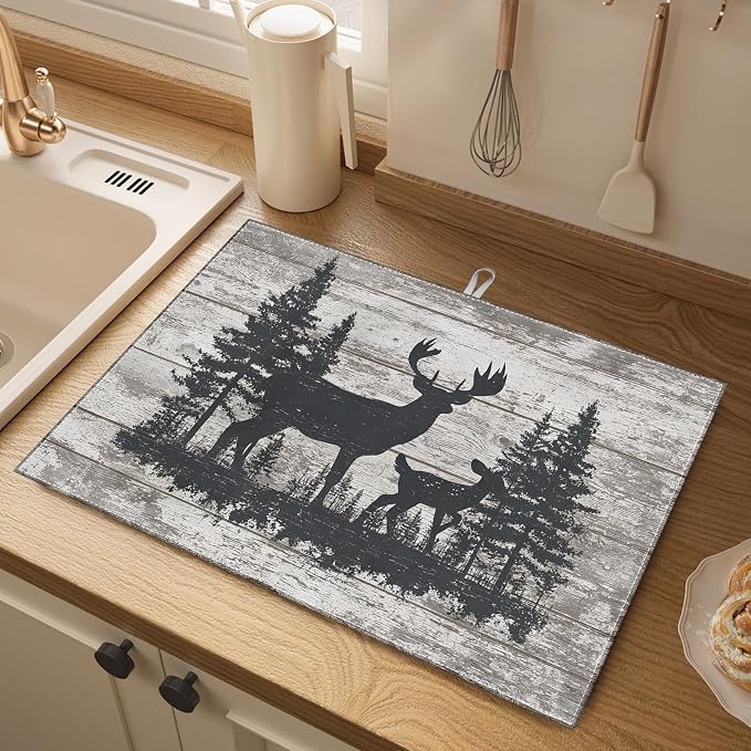 Pine Tree Deer Wood Grain