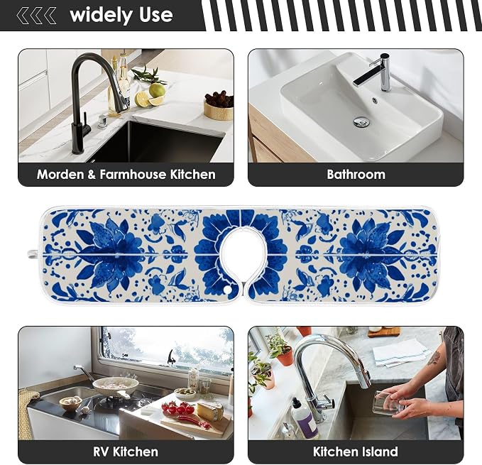 Floral Blue and White Tile