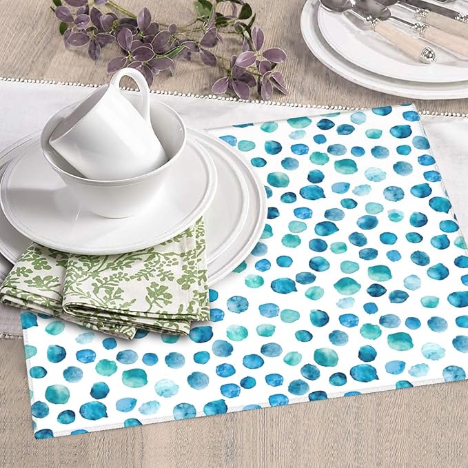 Blue Green Teal Polka Dot
