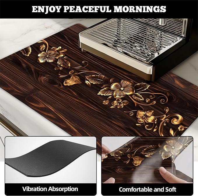 Dark Wood Gold Floral