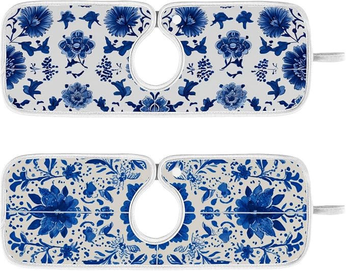 Floral Blue and White Tile