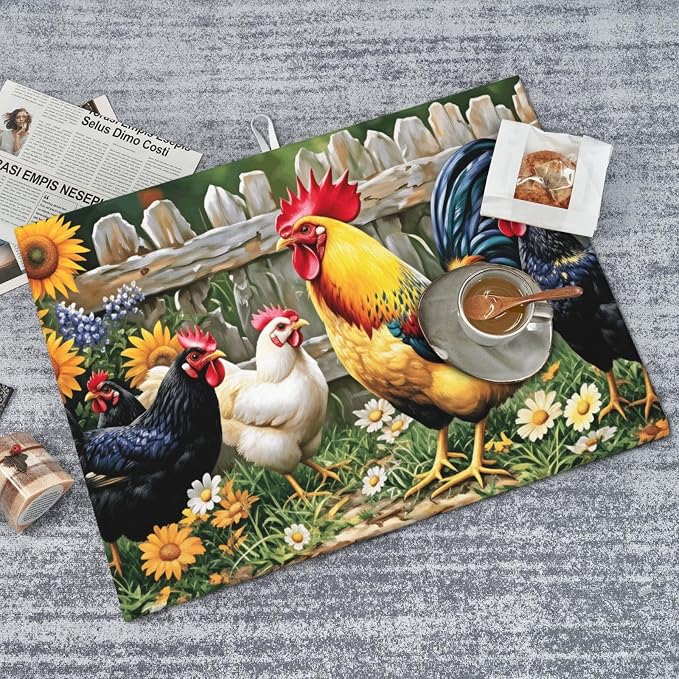 Colorful Chickens In Garden
