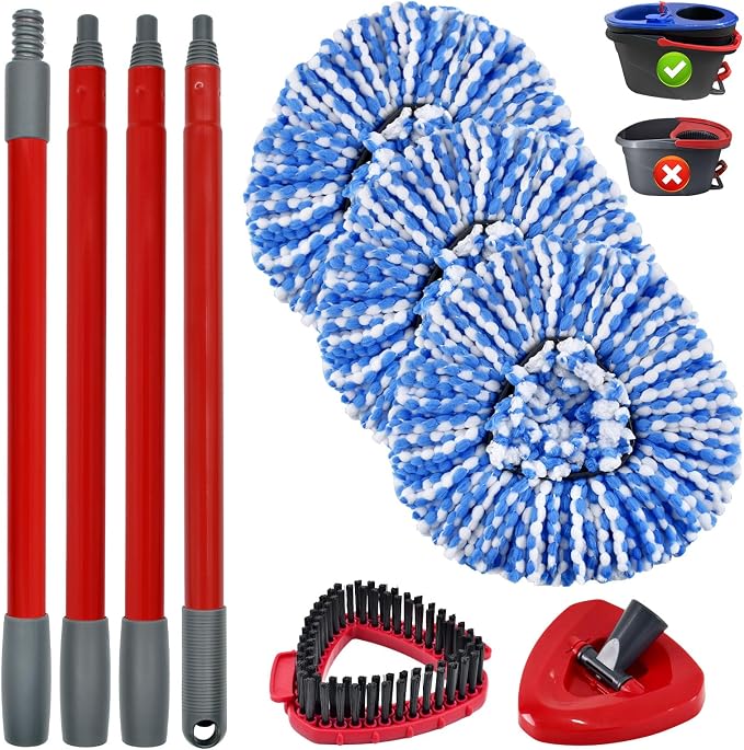 3 Blue Mop Heads + 1 Set Mop Handle ( 2 Tank )