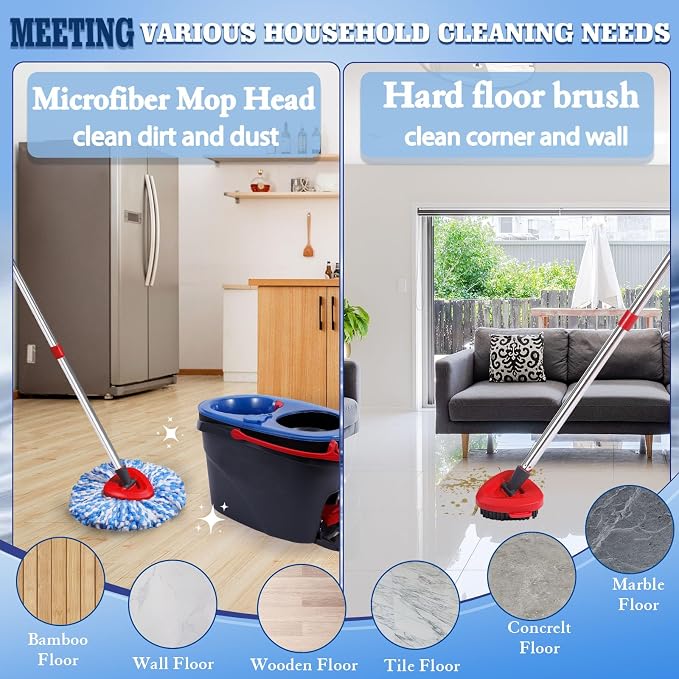 6 Blue Mop Heads+1 Brush+1 Base