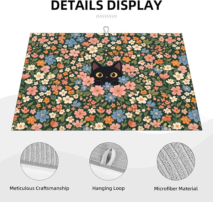 Cute Black Cat Floral