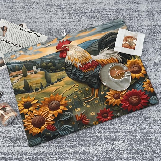 Rooster And Sunflowers