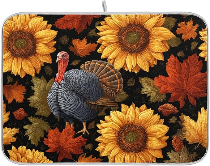 Black Thanksgiving Turkey and Sunflowers