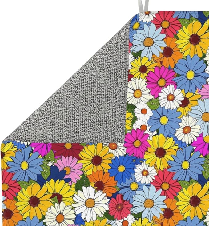 Pink Blue Yellow Daisy Flowers