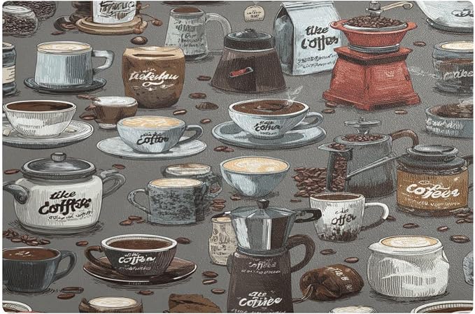Gray Coffee Cups Grinders Beans