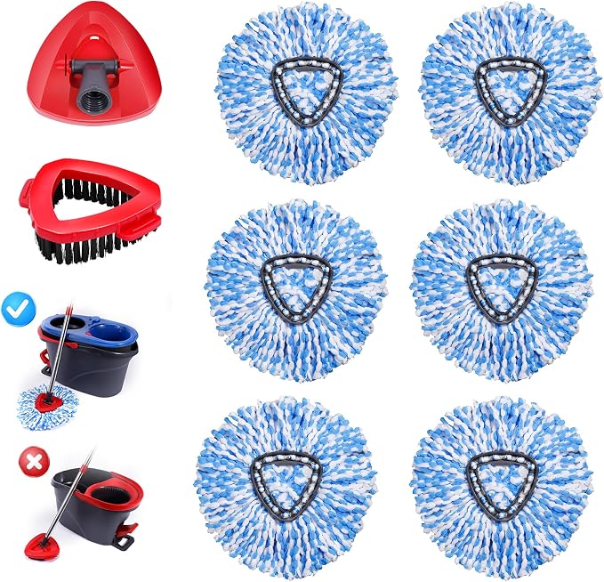6 Blue Mop Heads+1 Brush+1 Base