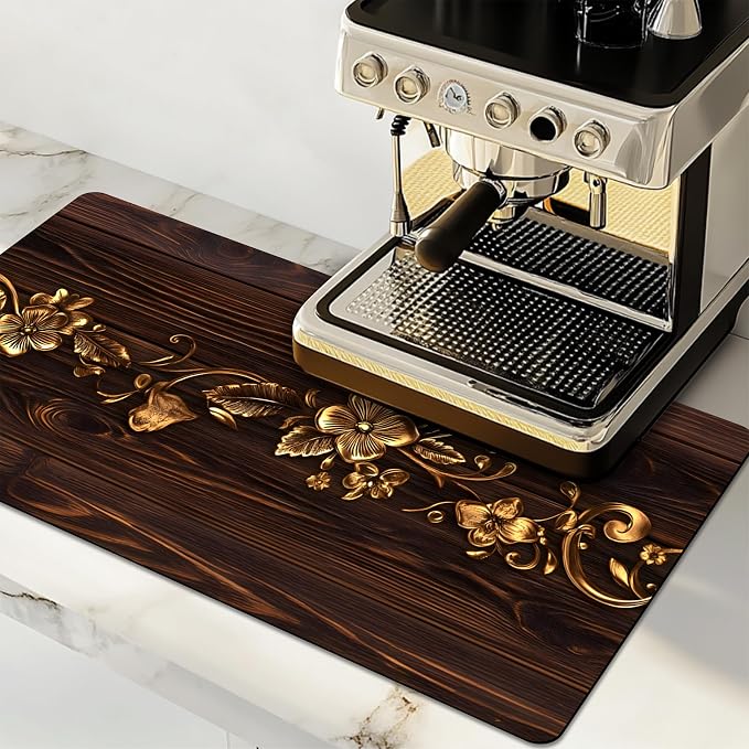 Dark Wood Gold Floral