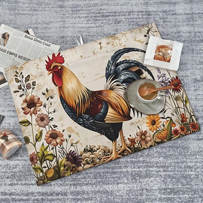 Colorful Rooster And Floral