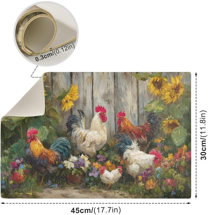 Oil Style Roosters Sunflower