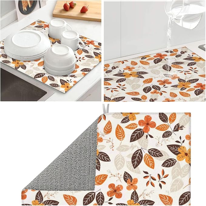Autumn Dark Brown Orange Leaf Floral