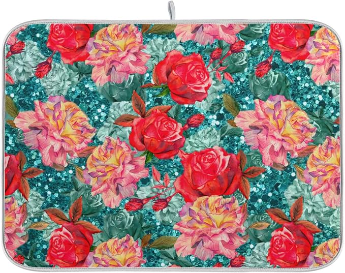 Teal Red Pink Flowers