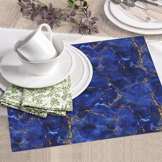 Deep Blue Gold Marble