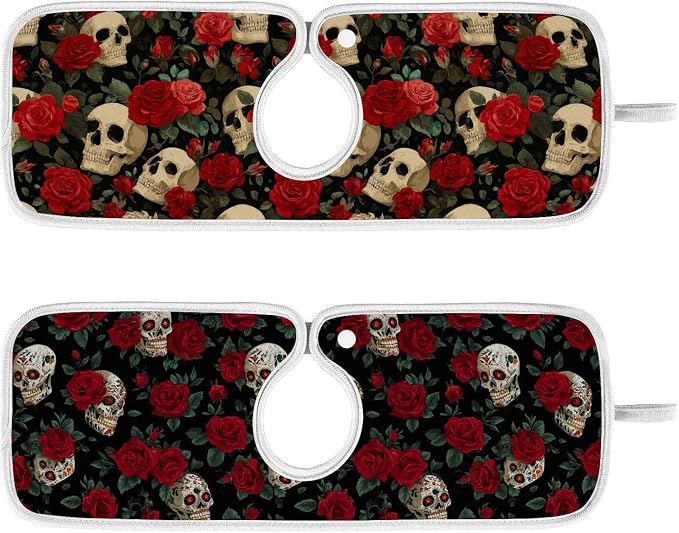 Black Mexico Skulls and Red Roses