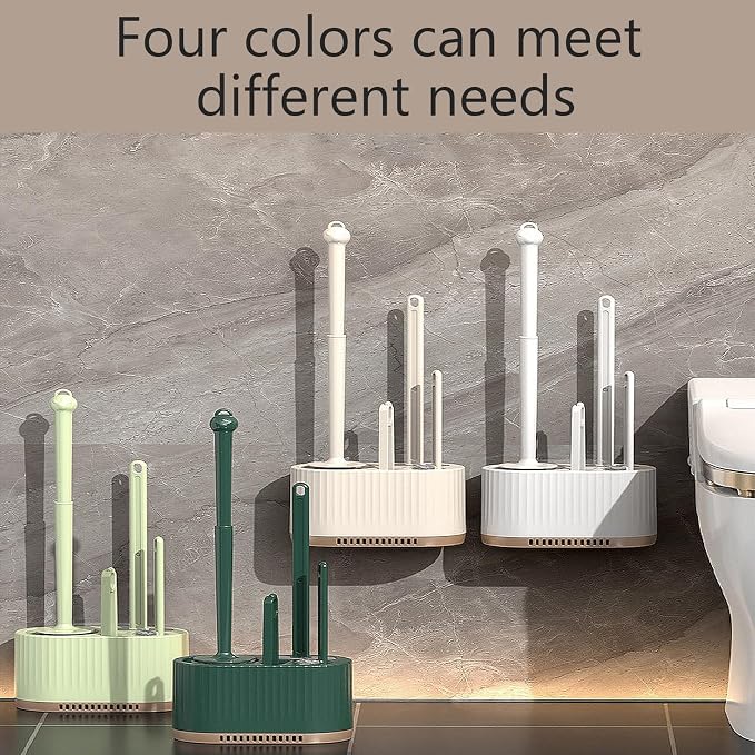 White 4 in 1 Toilet Brush and Holder Set
