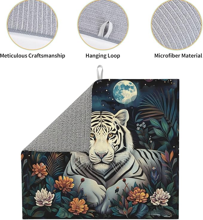 Moonlit Jungle Flower White Tiger