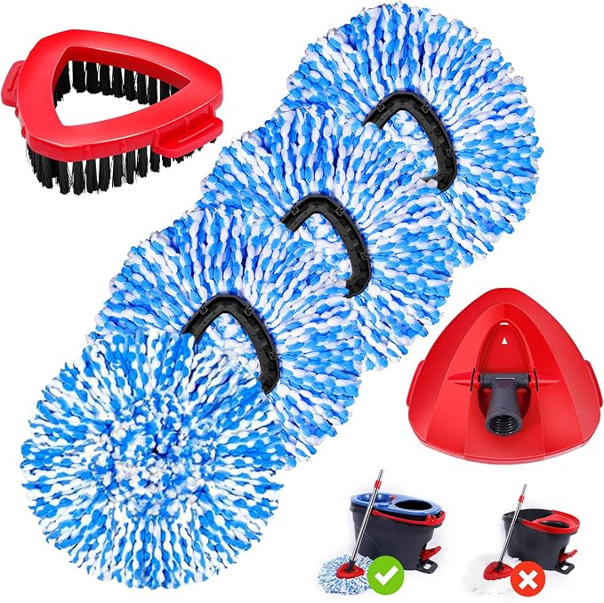 4 Blue Mop Heads+1 Brush+1 Base