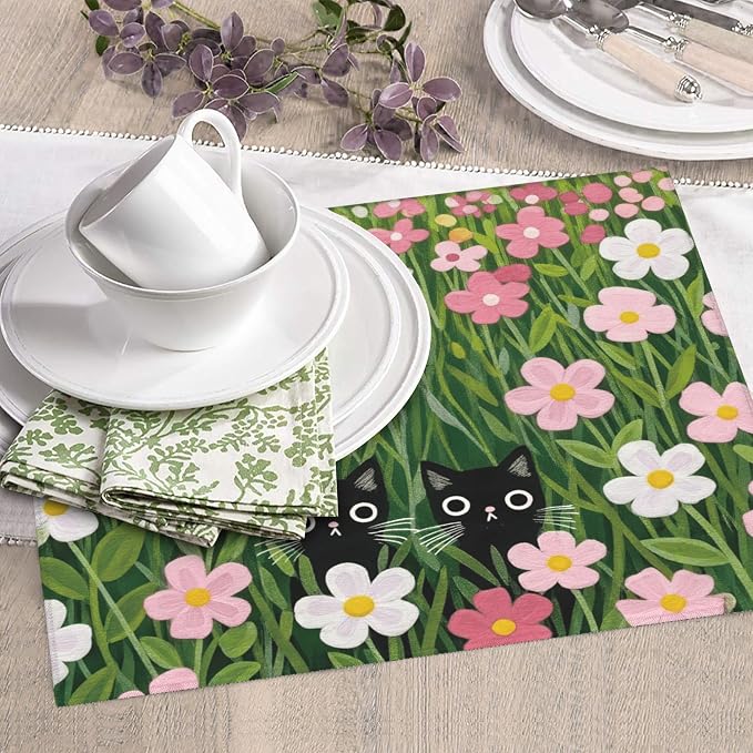 Pink Floral Cat