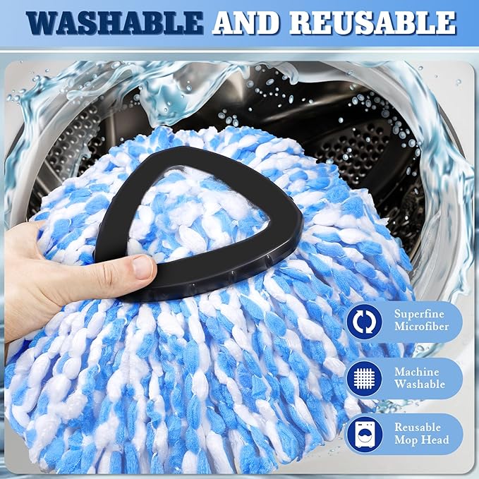 4 Blue Mop Heads+1 Brush+1 Base