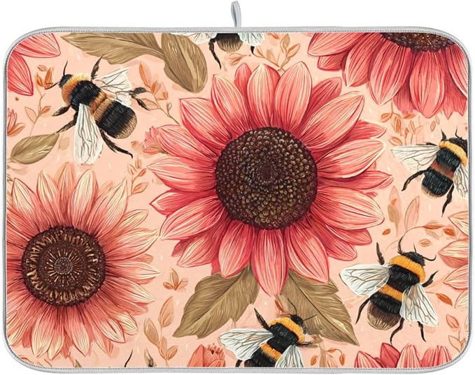 Pink Sunflowers and Bees03