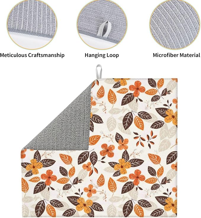 Autumn Dark Brown Orange Leaf Floral