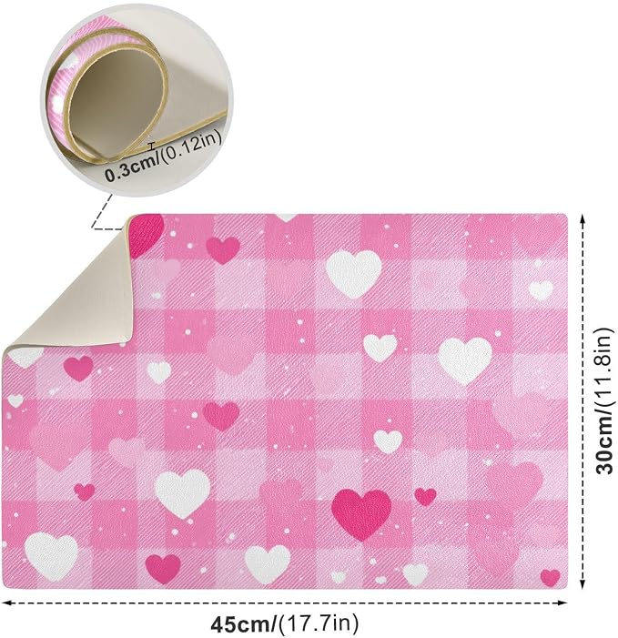 Plaid Checkered Pink White Hearts Dots