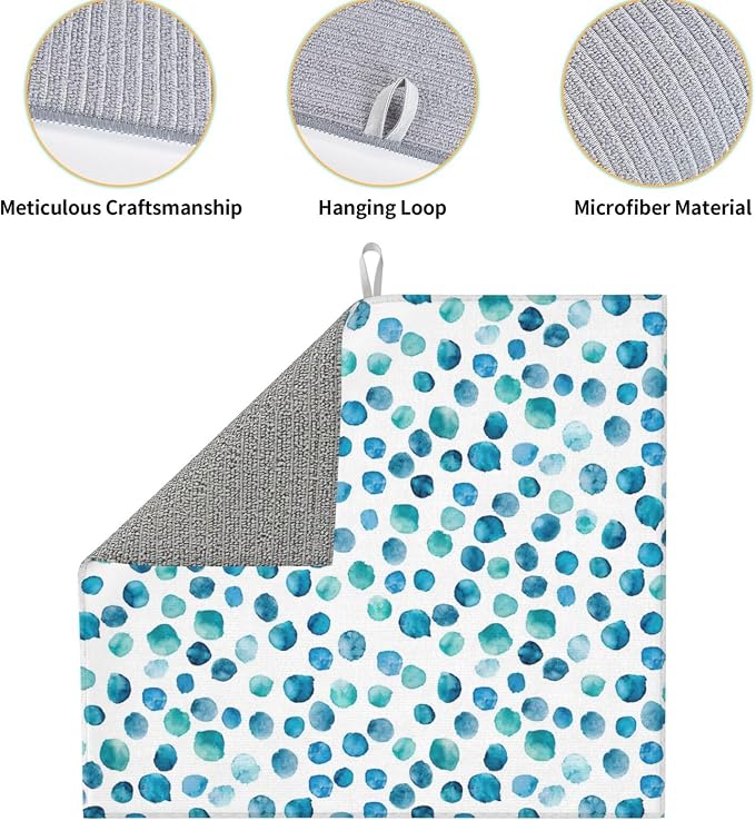 Blue Green Teal Polka Dot
